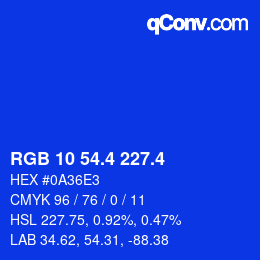 カラーコード: RGB 10 54.4 227.4 | qconv.com