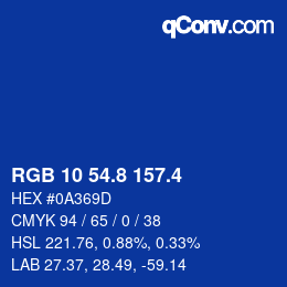 カラーコード: RGB 10 54.8 157.4 | qconv.com