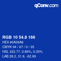 カラーコード: RGB 10 54.8 166 | qconv.com
