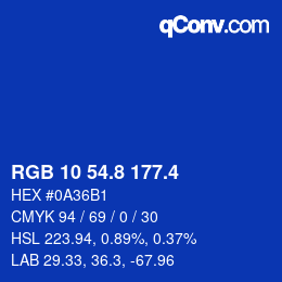 カラーコード: RGB 10 54.8 177.4 | qconv.com