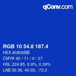 カラーコード: RGB 10 54.8 187.4 | qconv.com