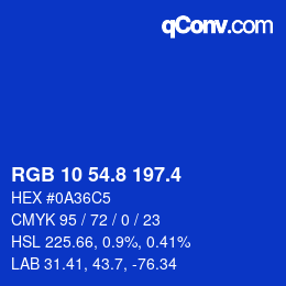 カラーコード: RGB 10 54.8 197.4 | qconv.com