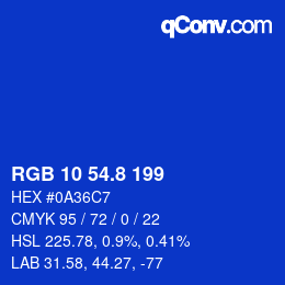 カラーコード: RGB 10 54.8 199 | qconv.com