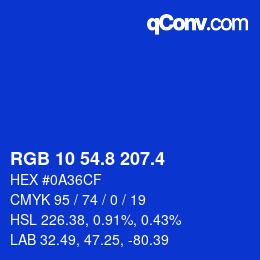 カラーコード: RGB 10 54.8 207.4 | qconv.com