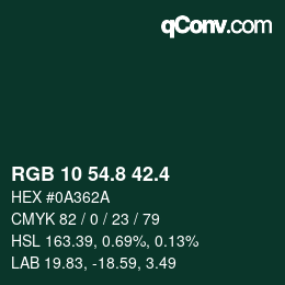 カラーコード: RGB 10 54.8 42.4 | qconv.com