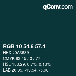 カラーコード: RGB 10 54.8 57.4 | qconv.com