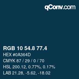 カラーコード: RGB 10 54.8 77.4 | qconv.com