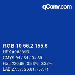 カラーコード: RGB 10 56.2 155.6 | qconv.com