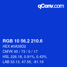 カラーコード: RGB 10 56.2 210.6 | qconv.com
