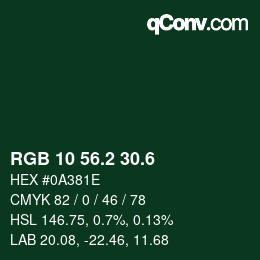 カラーコード: RGB 10 56.2 30.6 | qconv.com