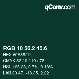 カラーコード: RGB 10 56.2 45.6 | qconv.com