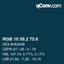 カラーコード: RGB 10 56.2 75.6 | qconv.com