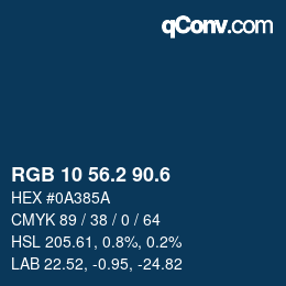 カラーコード: RGB 10 56.2 90.6 | qconv.com