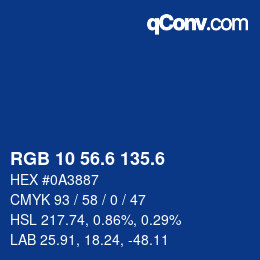 カラーコード: RGB 10 56.6 135.6 | qconv.com