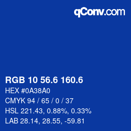 カラーコード: RGB 10 56.6 160.6 | qconv.com