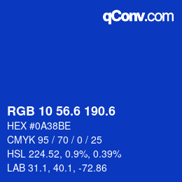 カラーコード: RGB 10 56.6 190.6 | qconv.com