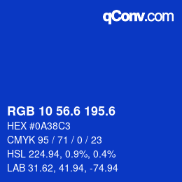 カラーコード: RGB 10 56.6 195.6 | qconv.com