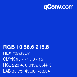 カラーコード: RGB 10 56.6 215.6 | qconv.com