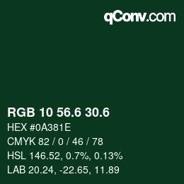 カラーコード: RGB 10 56.6 30.6 | qconv.com