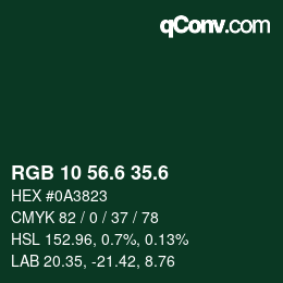 カラーコード: RGB 10 56.6 35.6 | qconv.com
