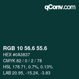 カラーコード: RGB 10 56.6 55.6 | qconv.com