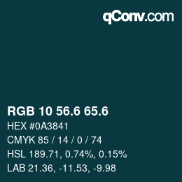 カラーコード: RGB 10 56.6 65.6 | qconv.com