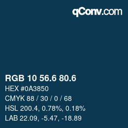 カラーコード: RGB 10 56.6 80.6 | qconv.com