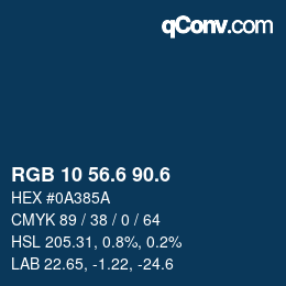 カラーコード: RGB 10 56.6 90.6 | qconv.com