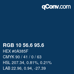カラーコード: RGB 10 56.6 95.6 | qconv.com