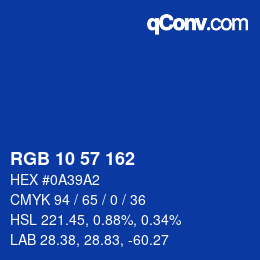Farbcode: RGB 10 57 162 | qconv.com