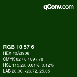 Color code: RGB 10 57 6 | qconv.com