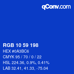 カラーコード: RGB 10 59 198 | qconv.com