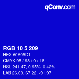 カラーコード: RGB 10 5 209 | qconv.com