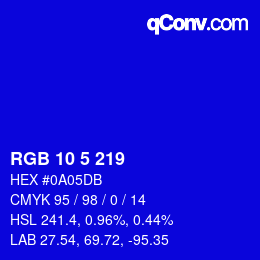 Color code: RGB 10 5 219 | qconv.com