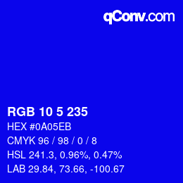 Color code: RGB 10 5 235 | qconv.com