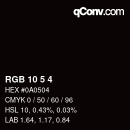 カラーコード: RGB 10 5 4 | qconv.com