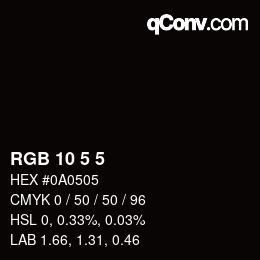 Código de color: RGB 10 5 5 | qconv.com