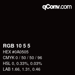 カラーコード: RGB 10 5 5 | qconv.com
