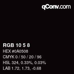 Farbcode: RGB 10 5 8 | qconv.com