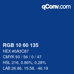 颜色代码: RGB 10 60 135 | qconv.com