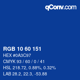 カラーコード: RGB 10 60 151 | qconv.com