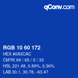 Color code: RGB 10 60 172 | qconv.com