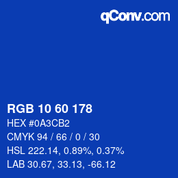 Color code: RGB 10 60 178 | qconv.com