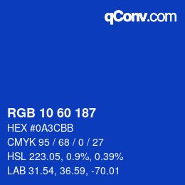 カラーコード: RGB 10 60 187 | qconv.com