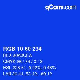 カラーコード: RGB 10 60 234 | qconv.com