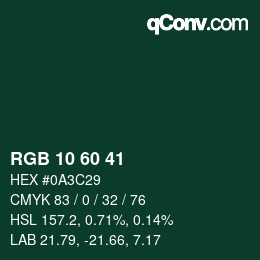 カラーコード: RGB 10 60 41 | qconv.com