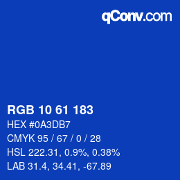 カラーコード: RGB 10 61 183 | qconv.com