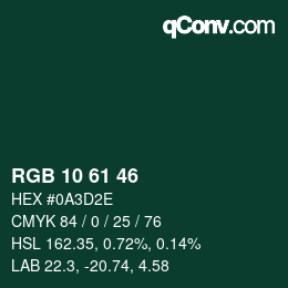 Código de color: RGB 10 61 46 | qconv.com