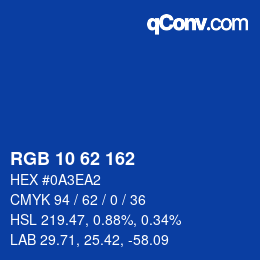 Color code: RGB 10 62 162 | qconv.com