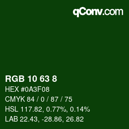 Color code: RGB 10 63 8 | qconv.com